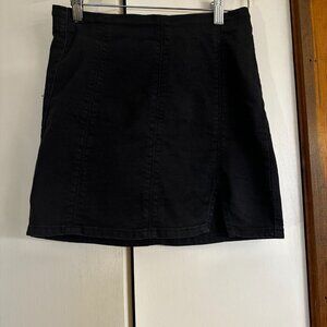 Free People Black Denim Pull-on Mini Skirt, Size XS